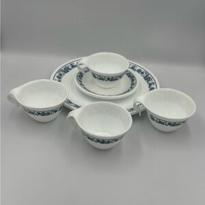 Vintage Corelle Old Town Blue Dinnerware, featuring the "Blue Onion" Pattern.